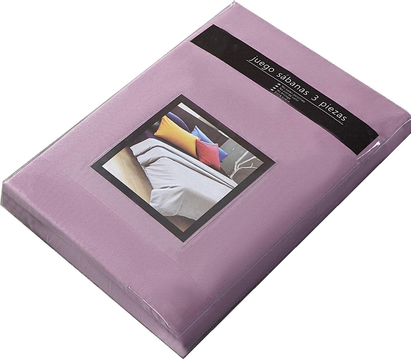 Tienda eurasia® juego 3 sábanas de cama, microfibra transpirable, cama 150-150x190/200 cm, lila