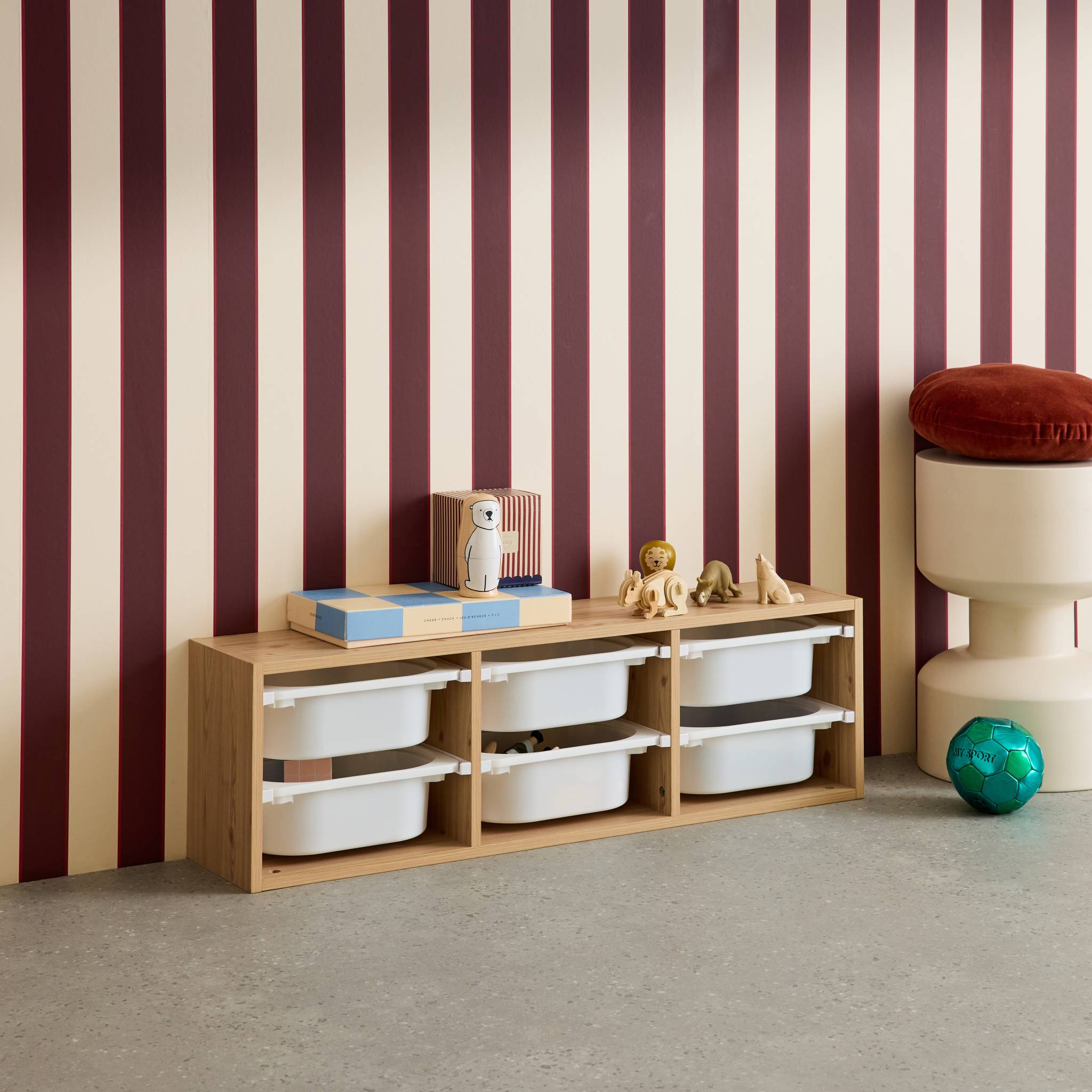 Contenitore per bambini, 6 contenitori, Marrone naturale - 4