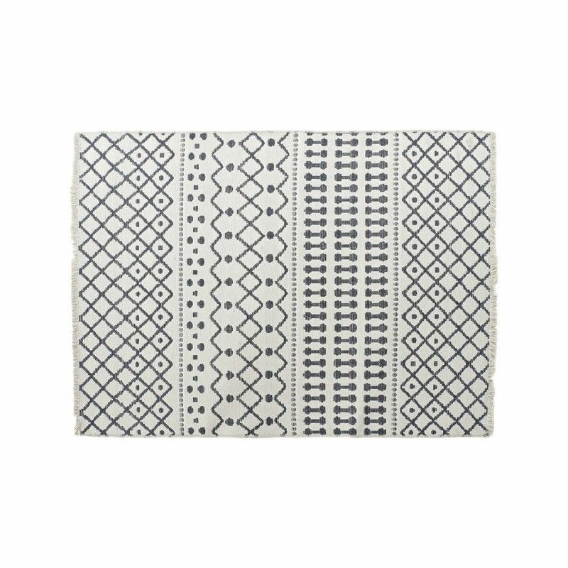 Alfombra dkd home decor blanco poliéster algodón gris oscuro (120 x 180 x 1 cm) 8424001857692 s3027242 dkd home decor