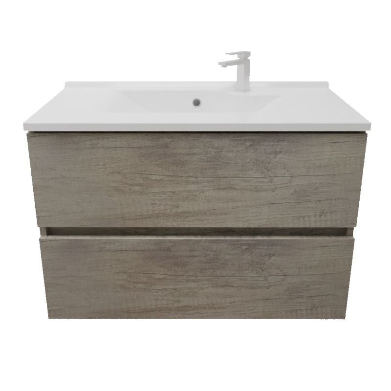 Meuble salle de bain suspendu 80 cm ROSALY INOX- Bois- Plan vasque en Résine - 4