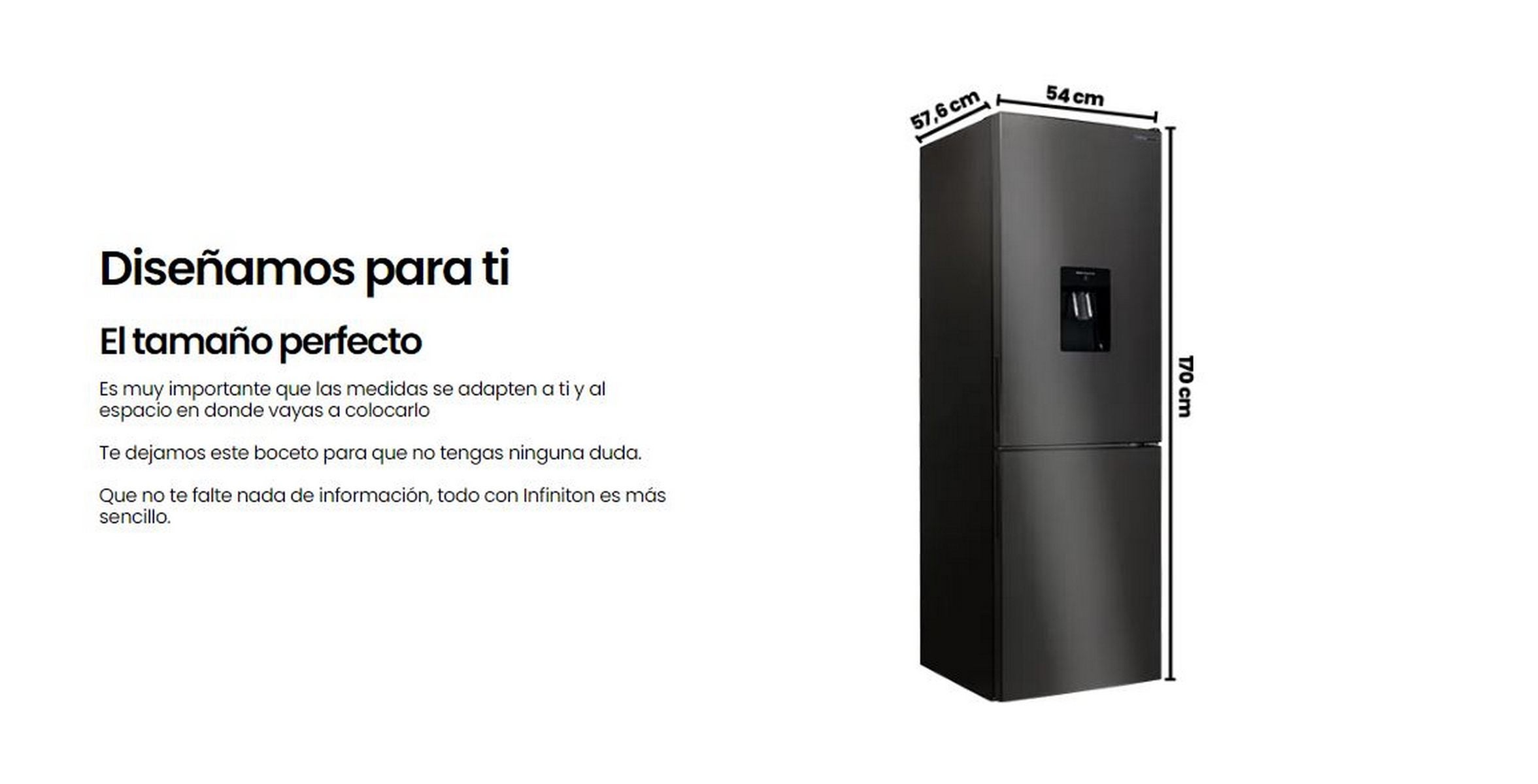 Frigorífico combinado Infiniton FGC-A174ND, 231 l, 170 cm, Total No Frost, E, Dispensador de água, Dark Inox - 7