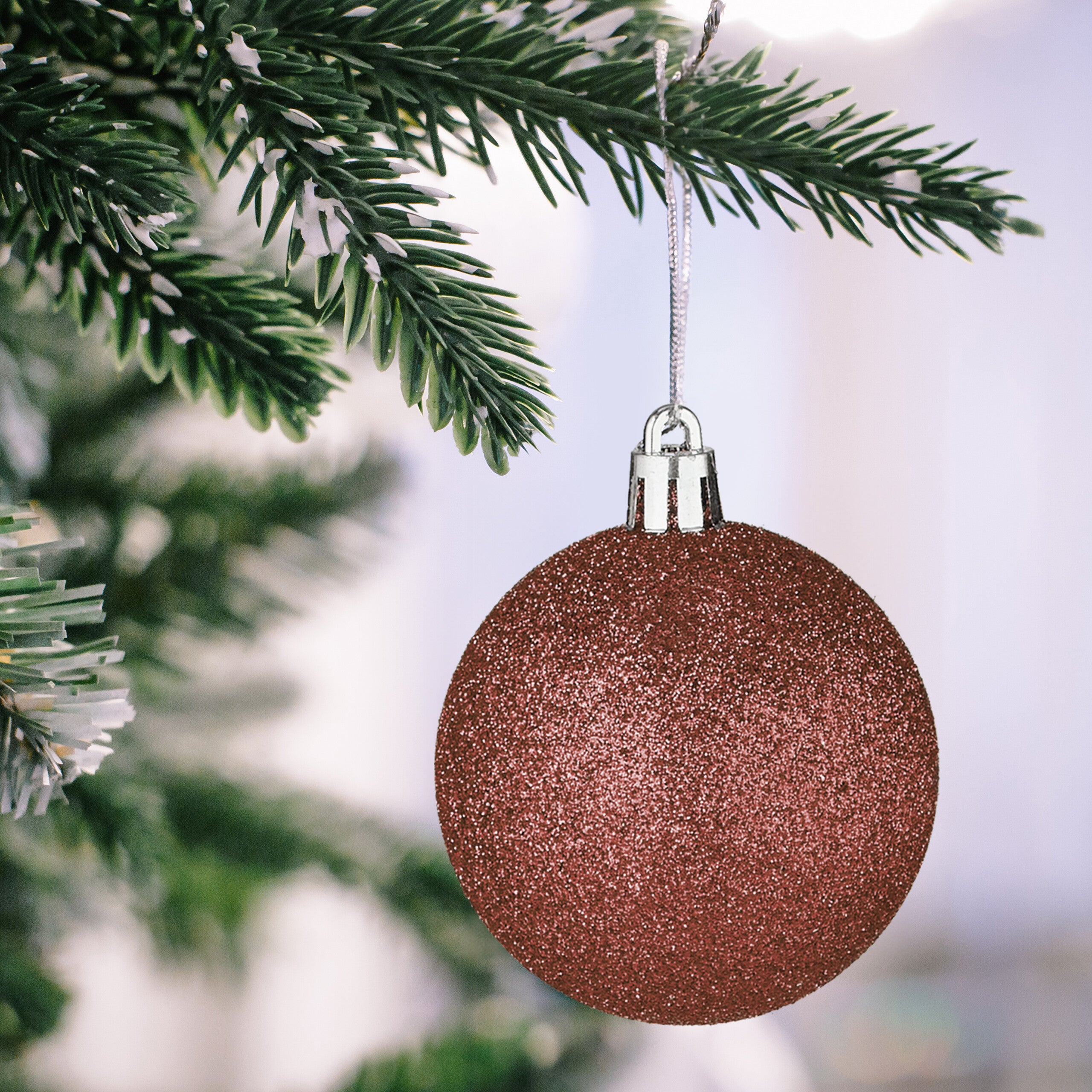 Boules De Noël En Verre Krebs Glas Lauscha - Marron Brillant, 7 Cm, Lot De 8