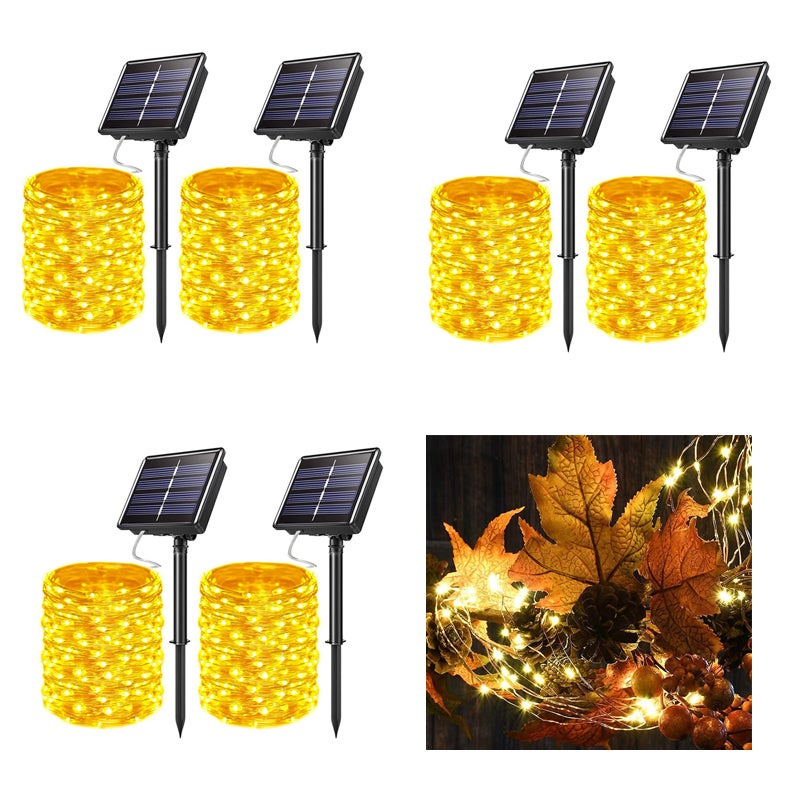 Zestaw sztuk solarnych lampek Fairy Tale LED trybów solarne lampki bożonarodzeniowe do dekoracji ogrodu druciki miedziane ciepła biel