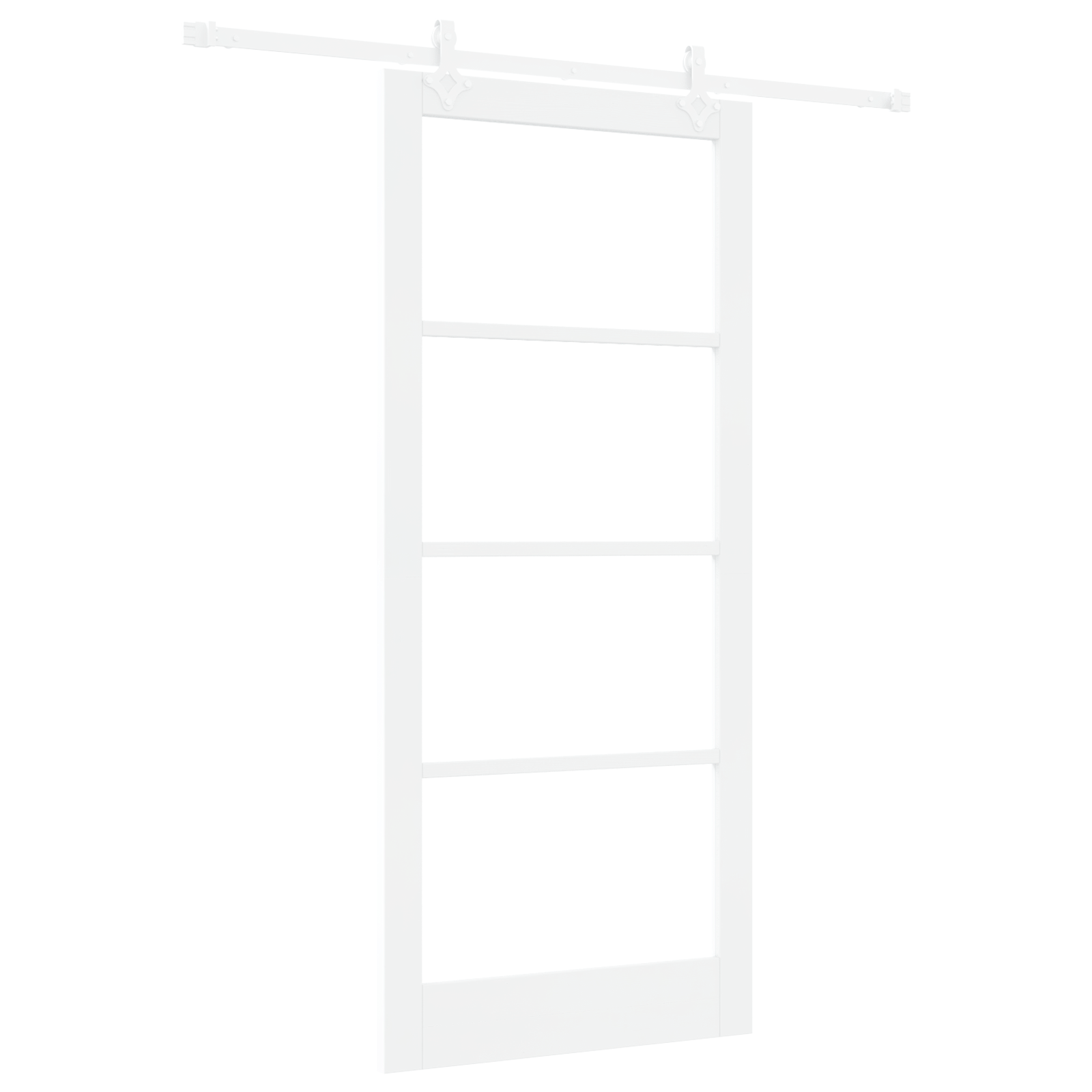 Puerta corrediza con juego de hardware blanca 93x211 cm madera sólida de pino cfw36145