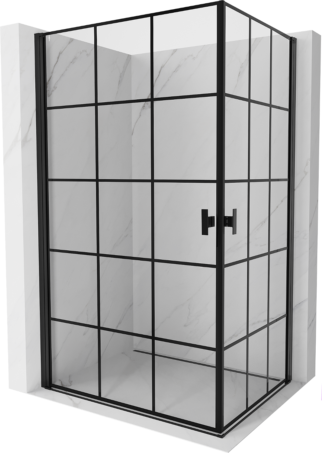 Mexen Mist-B Duo kabina prysznicowa uchylna 70 x 90 cm, czarna kratka, czarna - 8A2-070L-090P-70-77