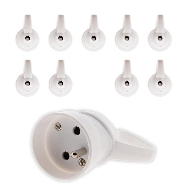 Lot de 10 fiches femelles anneau 1 prise 16A 2P+T - Blanc - Zenitech