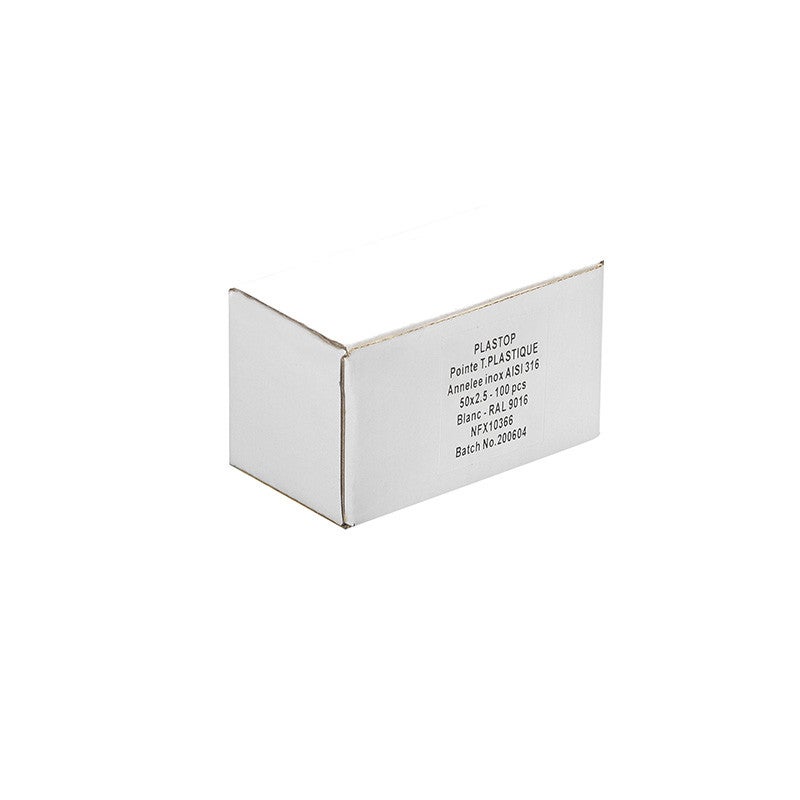 Pointe Plastop Tête Ronde inox A4 NORFIX annelée Ivoire Clair - 50 mm x 2.5 - 2