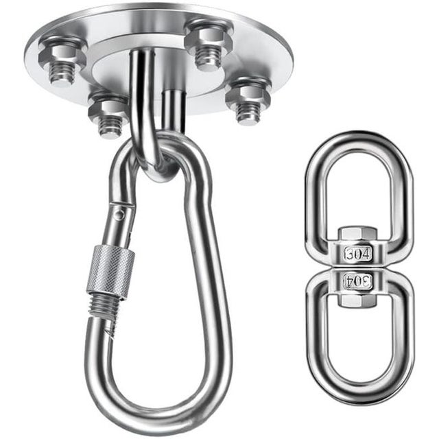 Crochets robustes, kit de suspension pour hamac en acier inoxydable rotatif à 360°, supports de plafond circulaires