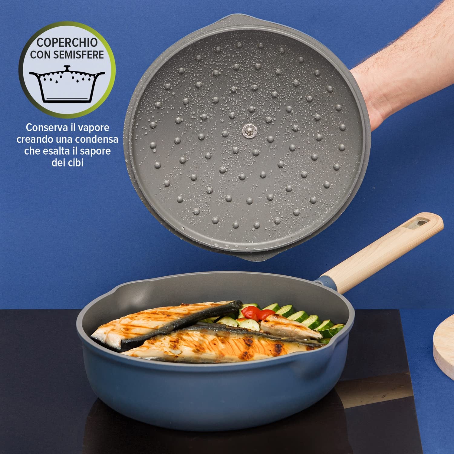 Padella Antiaderente In Acciaio Inox 30,5 Cm Con Coperchio – 7 Litri – Adatta A Induzione E Tutti I Piani