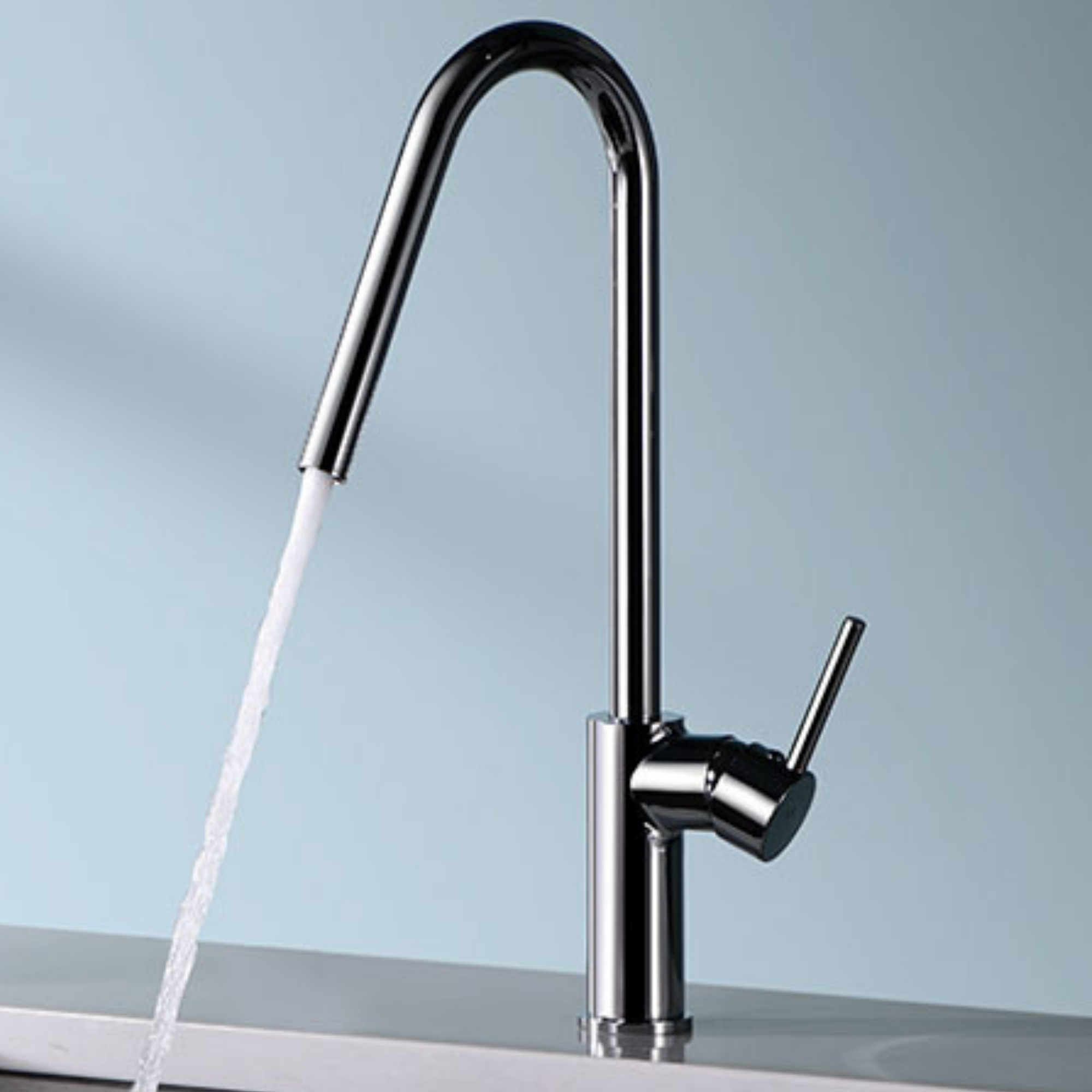 Robinet Mélangeur Cuisine Canne Basse Commande Unique - Chrome Argenté - Neuf Sous Emballage - Pour évier