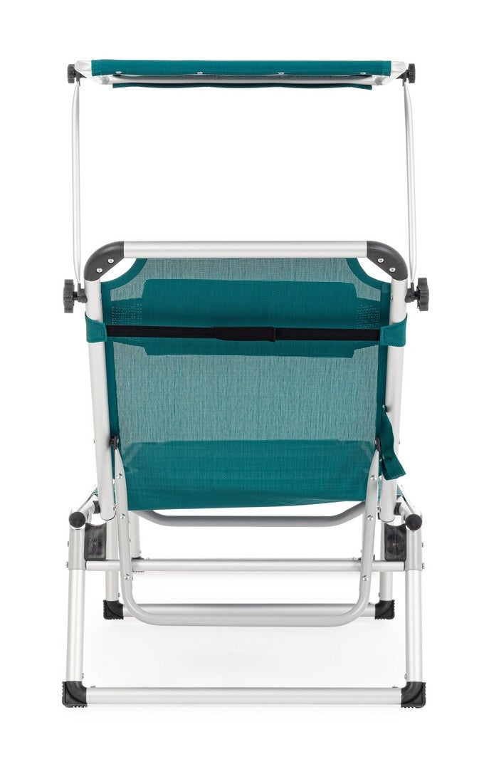 Bain de soleil inclinable en aluminium anodisé et textilène avec auvent, bleu - 3