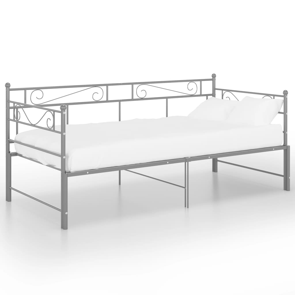 Maison Exclusive - Cadre de canapé-lit extensible sans matelas gris métal 90x200cm - 2