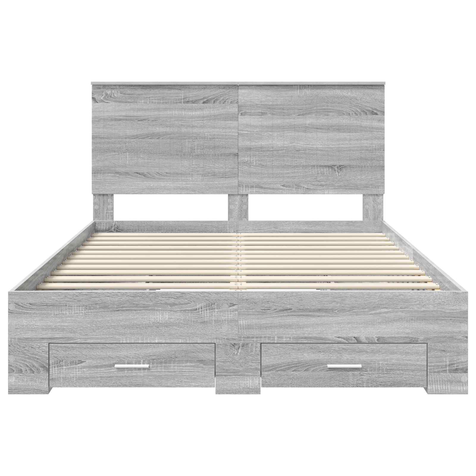 Cadre de lit en panneau de bois gris pour la chambre, 135 × 190 cm - 8