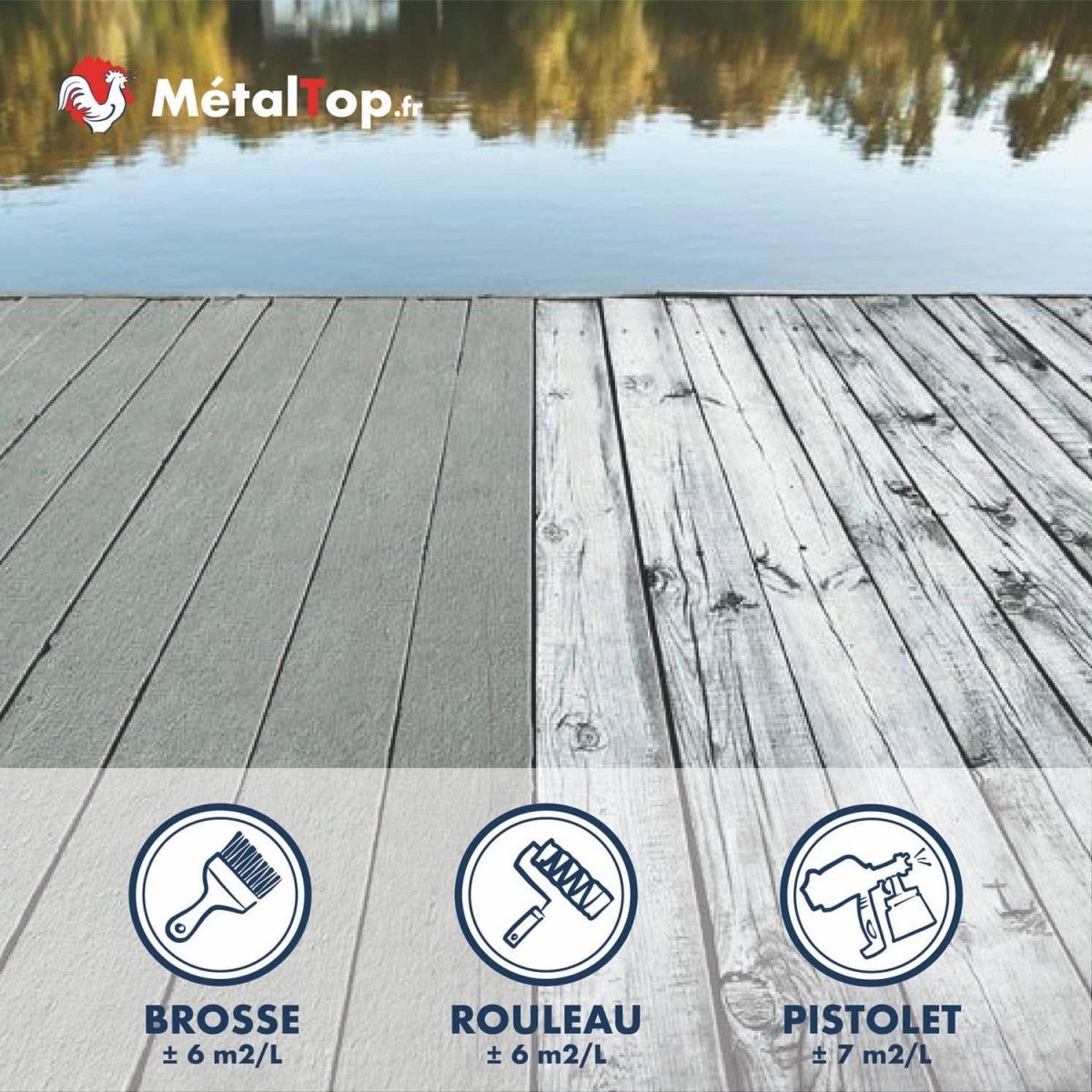 Peinture Terrasse - Noir foncé - RAL 9005 - 15 L - Métaltop - 5