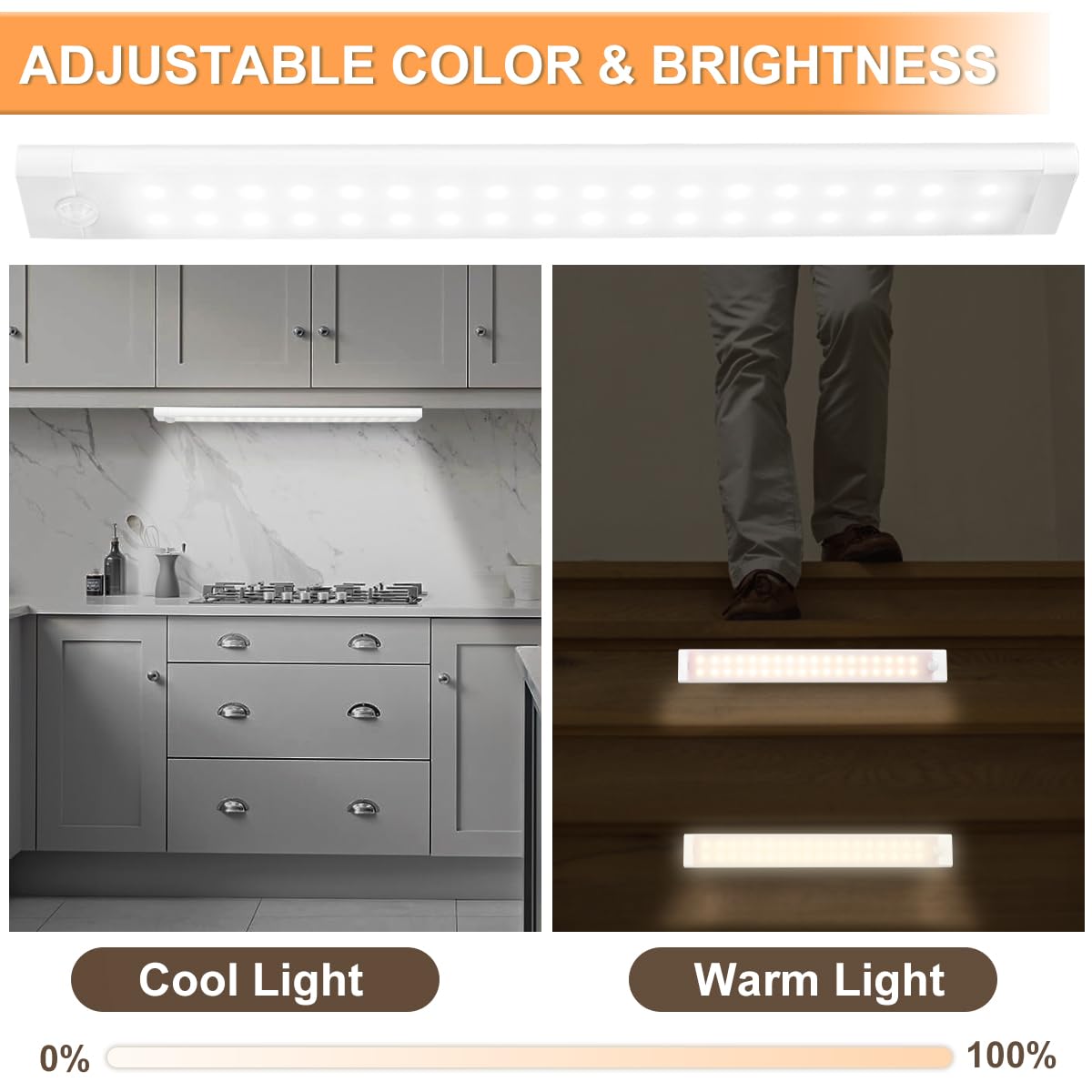 4 Luci Notturne A LED Mlambert Con Sensore Di Movimento | Alimentate A Batteria | Wireless Con Magnete | Per Scale, Armadi, Corridoio | Bianco Freddo - 2
