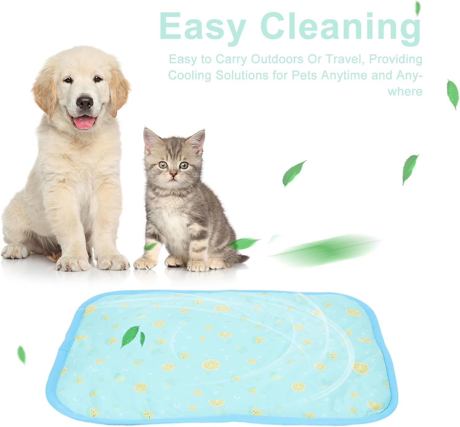 Tapis rafraîchissant pour Chat - Tapis en Soie glacée Auto-rafraîchissant pour Chien - de Couchage Portable pour Animaux de Compagnie, idéal - 2