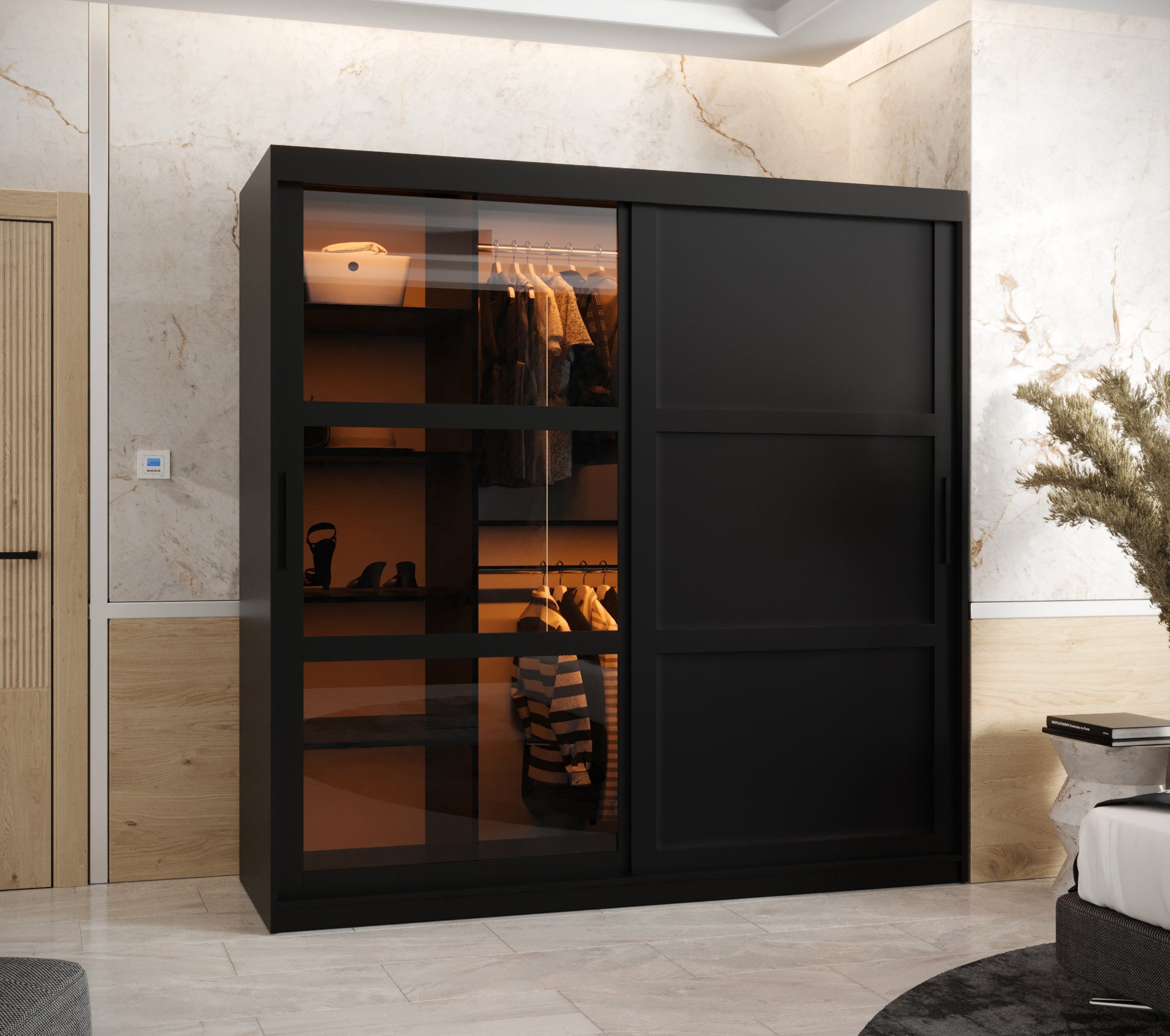 Szafa przesuwna Dome 3 180 x 62 x 200 czarny - 2