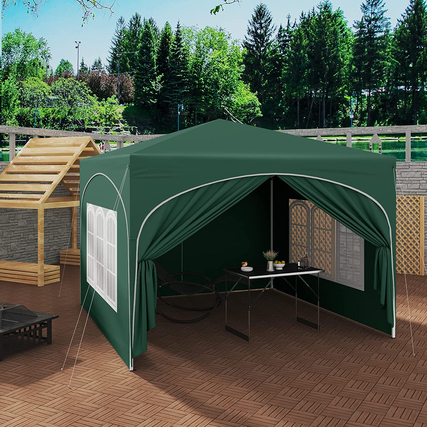 Tonnelle De Jardin Pliante 3x3m WOLTU – Imperméable, Anti-UV 50+, Hauteur Réglable, Facile à Monter Avec Sac De Transport