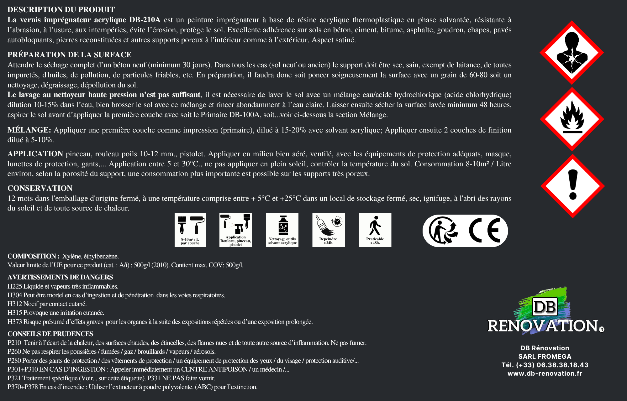 Vernis sol béton Incolore - 5KG (40 à 50m²) DB RENOVATION - Protection hydrofuge Terrasse, garage - 6