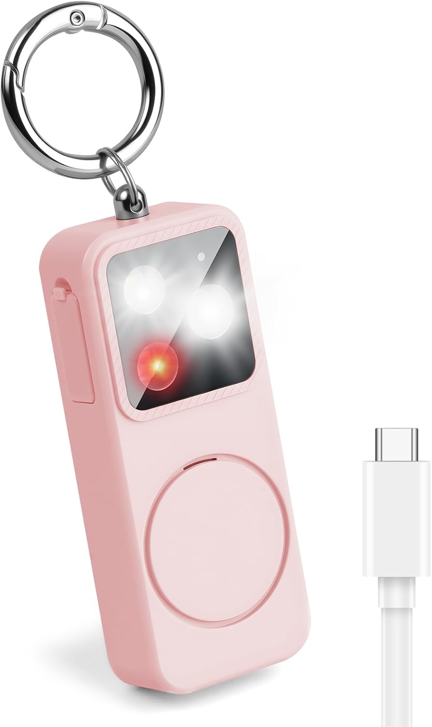 Alarm osobisty z diodą LED, dzwonek alarmowy o głośności 150 dB, gwizdek i alarm osobisty, mocna latarka, alarmy kieszonkowe, kompaktowy brelok awaryj