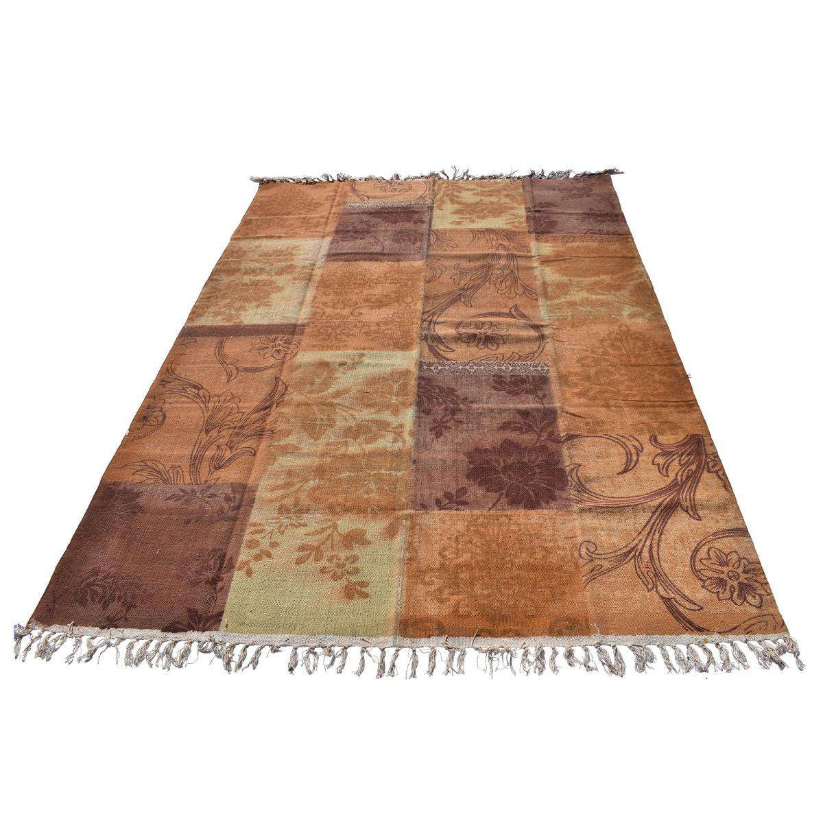 Tapis kilim 140x190 rectangle fait main en coton or motif ethnique - 3