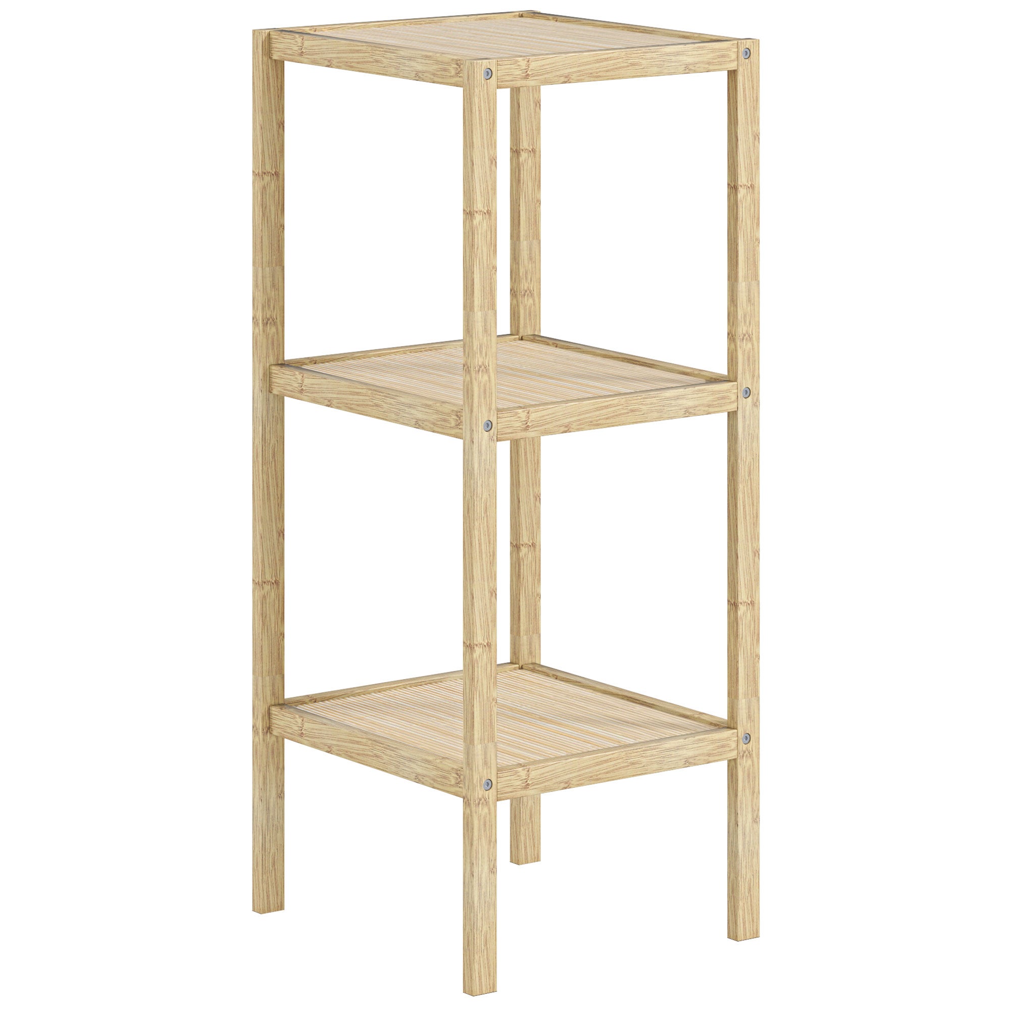 Estantería de baño de bambú natural 3 niveles 33x31x78 cm - almohadillas para los pies