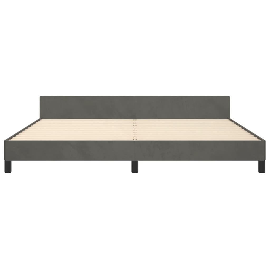 Cadre de lit sans matelas gris foncé 200 x 200 cm en velours - 6