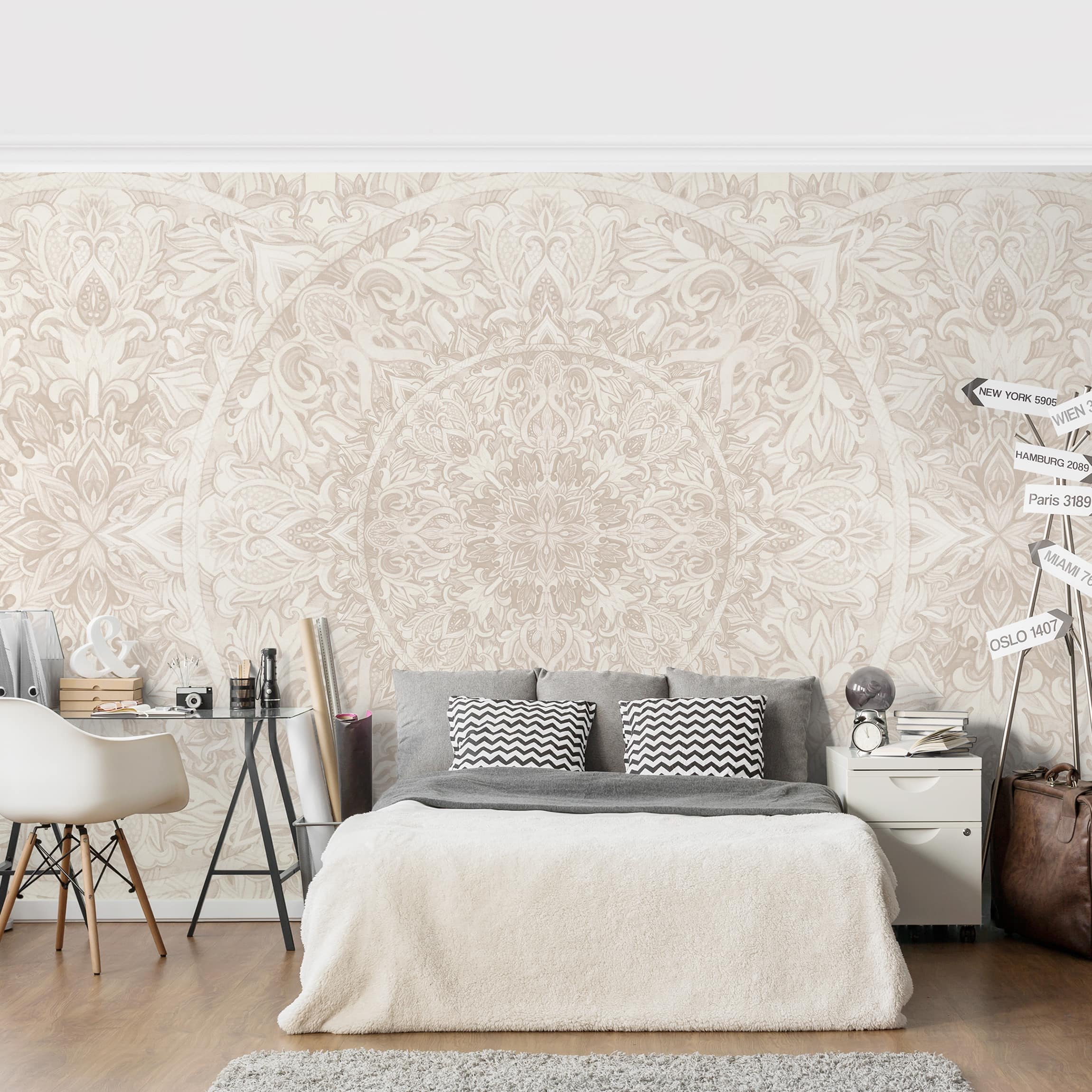 Papel pintado estampado acuarela arte motivos zen mandala 213 - salón dormitorio cocina pasillo - tnt 288 x 190 cm adhesivo
