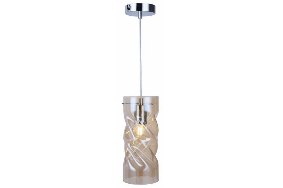 Lampa wisząca Pia chromowana 1xE27x60W szklany klosz wym: 120 x 12 x 12 cm szkło Reality