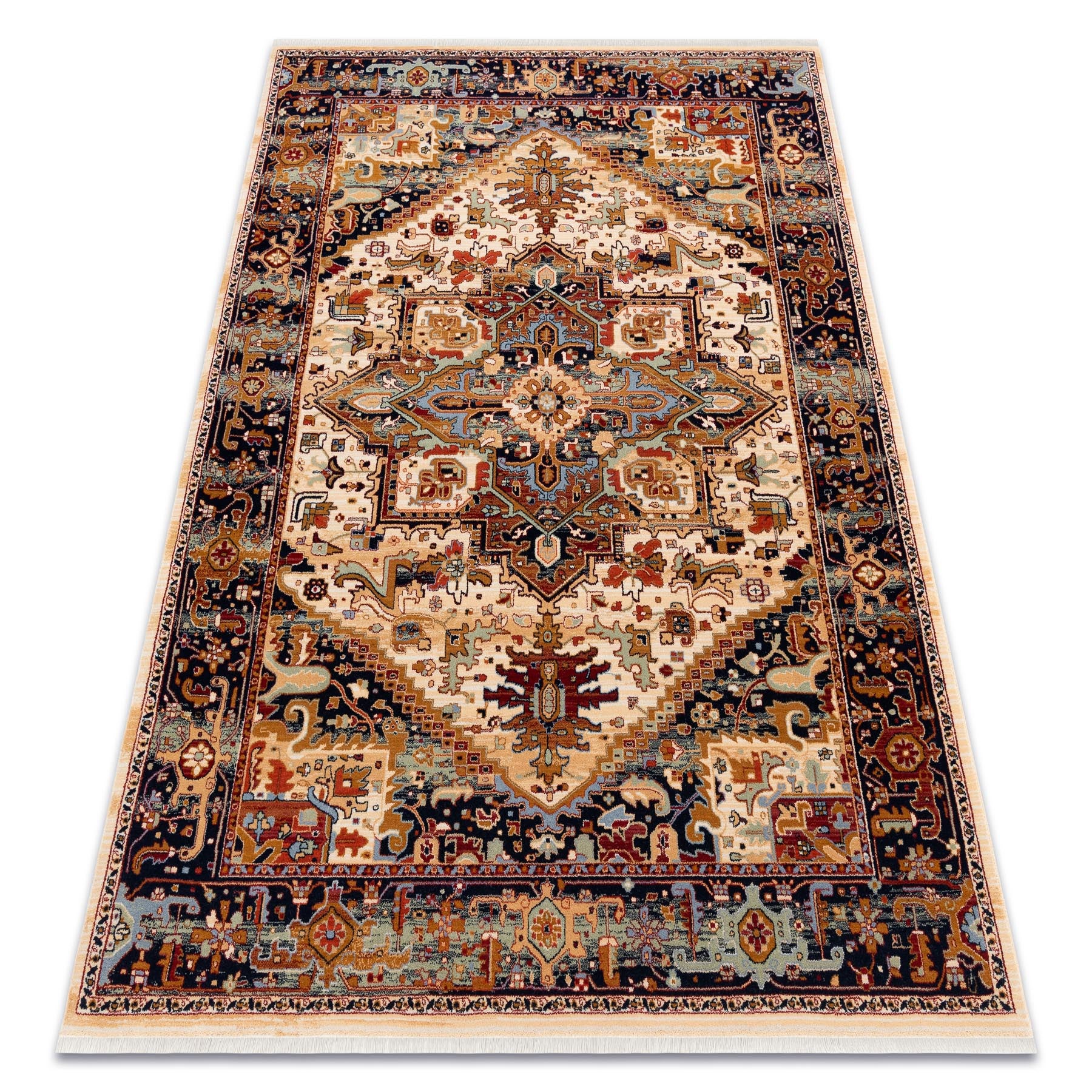 Dywan wełniany KESHAN Frędzle, Ornament orientalny 2886/53555 beż / bordo 160x230 cm