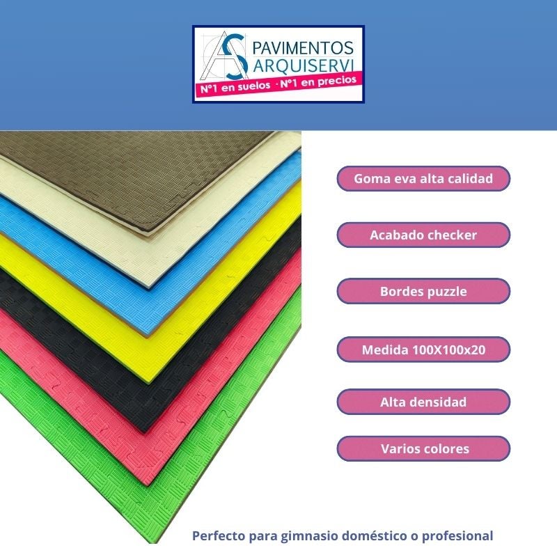 Pavimentos Arquiservi - Tatami Puzzle EVA / Homologado Ignífugo CEE / 1 x 1 x 20mm (Castanho-Bege) - 6