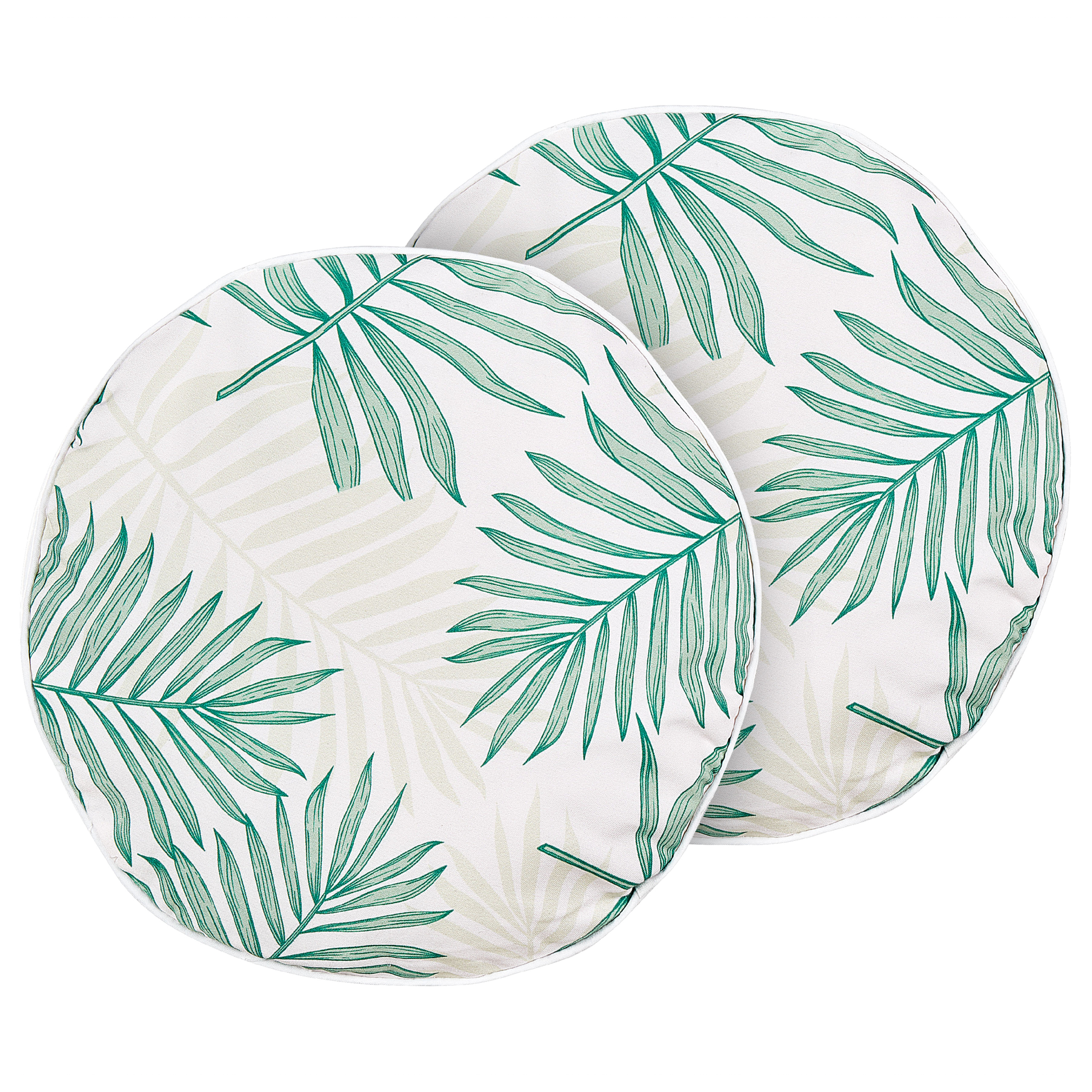 Lot De 2 Coussins De Chaise Ronds Extérieur 40x40cm Vert - Imperméables, Mousse Haute Densité, Rubans De Fixation