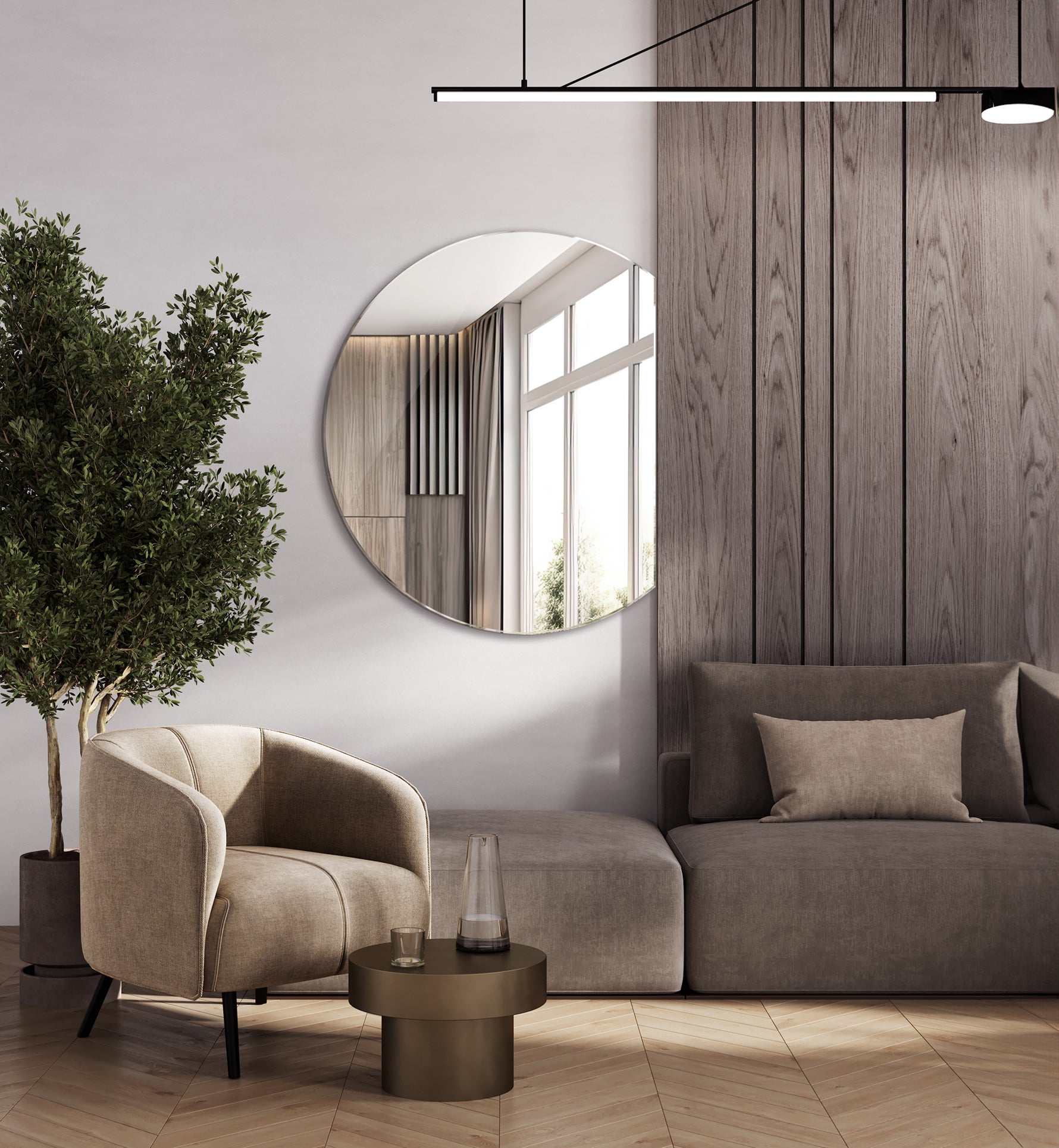 Miroir demi cercle, miroir de lavabo moderne pour salle de bain, maquillage, cercle biseauté, montage mural 100 - 5