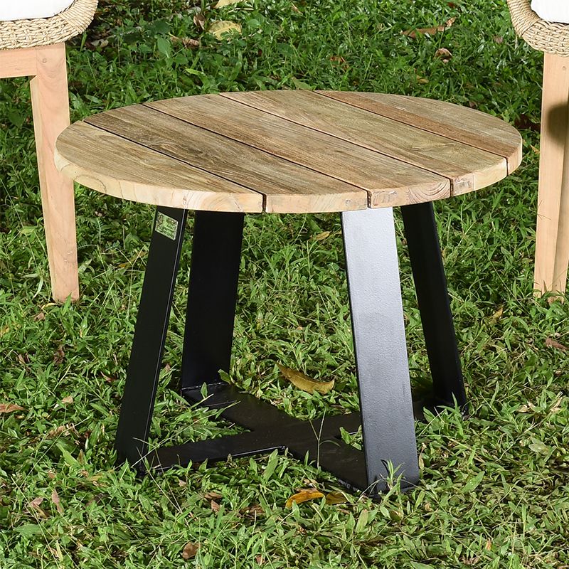 Table basse de jardin rond en Teck Marron | Leroy Merlin