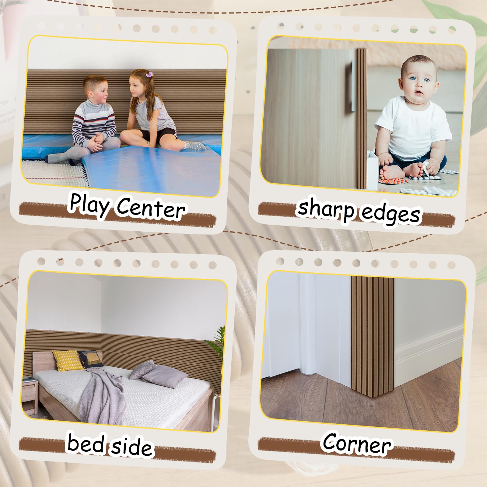 BEXTCOK Panneaux muraux souples anti collision et sécurisés pour enfants Protections d'angle 3D épaissies Auto-adhésifs DIY, (40 x 200 cm) - 5