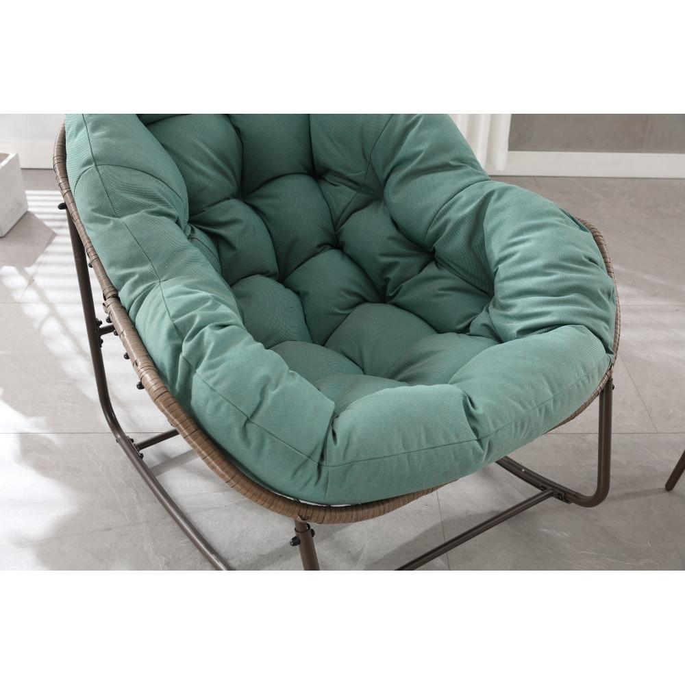 Cadeira de Balanço de Rattan Sintético Azul Marinho para Jardim, Varanda e Sala, Poltrona Egg com Almofada, Estrutura de Aço, Exterior - 6