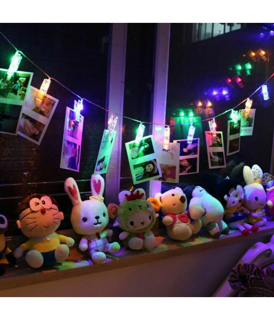 Trade Shop - Catena Luminosa 10 Mollette Led Ghirlanda Stringa Per Appendere Foto Multicolor - - 7