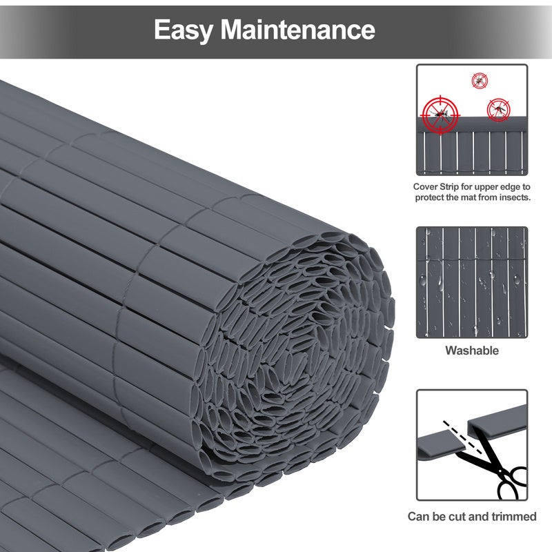 Recinzione Frangivista In PVC Per Giardino - 120x900 Cm, Grigio, Resistente UV E Intemperie - Foto 2