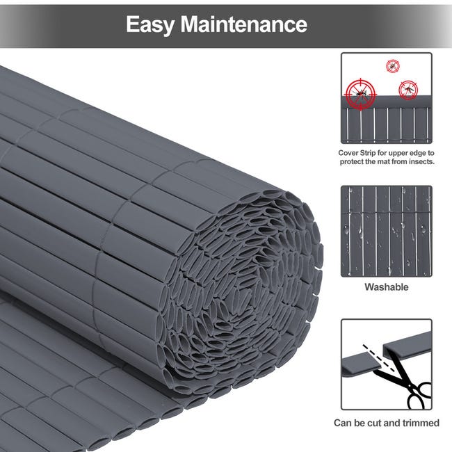 Recinzione Frangivista In PVC Per Giardino - 120x900 Cm, Grigio, Resistente UV E Intemperie - Foto 2