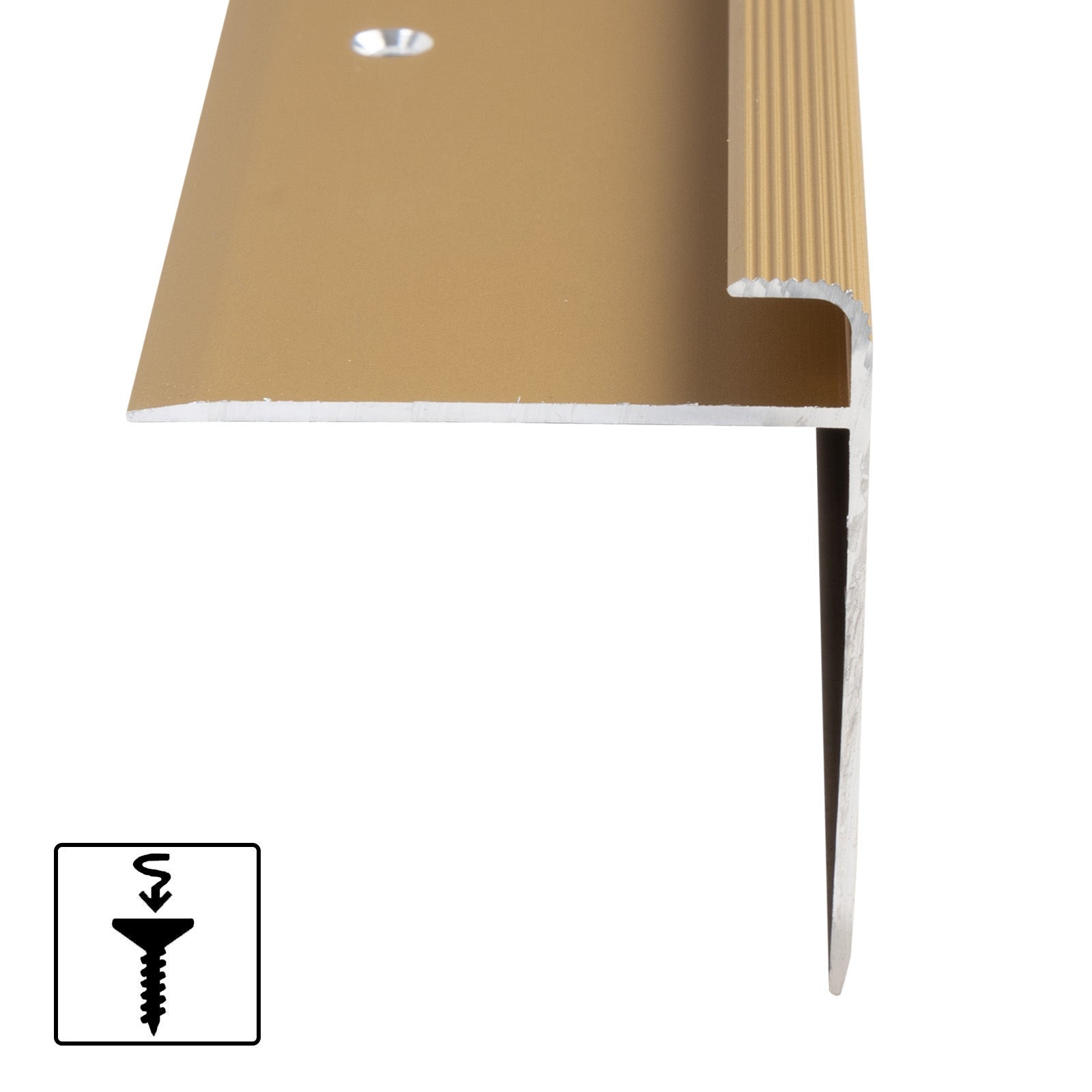 Seuil d'escalier Safety Forme: F Aluminium anodisé Or élégant S 90 cm - 2