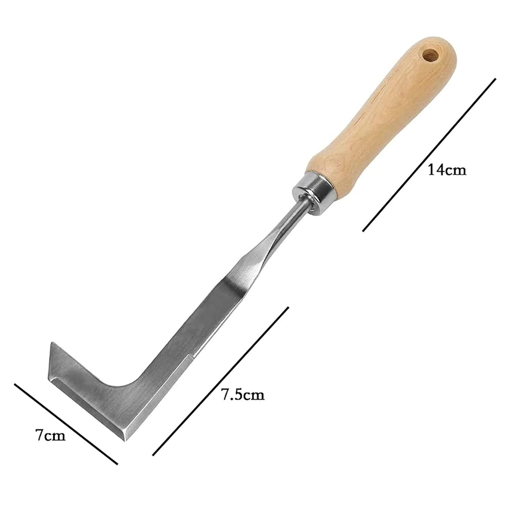 Sarchiatrice Manuale In Acciaio Inox - Con Manico Legno, 33 Cm | Per Giardinaggio, Diserbo, Lavorazione Terreno - Foto 2