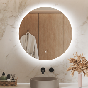 S'AFIELINA Miroir salle de bain miroir lumineux Rond Miroir Mural avec Interrupteur Tactile Blanc Froid 6500K 70cm