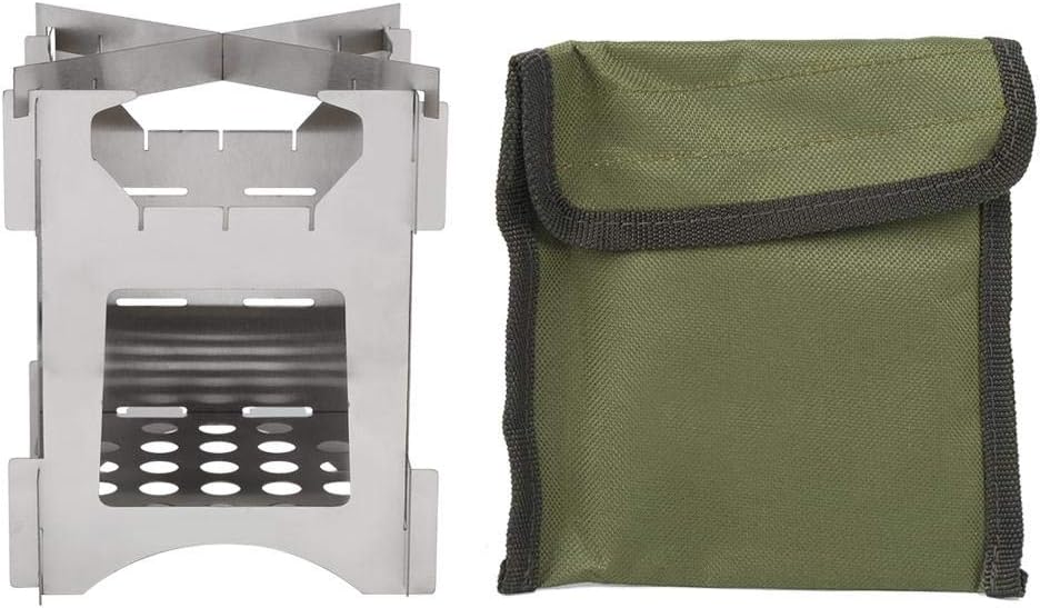 Mini Poêle à Bois Pliant En Acier Inoxydable – Camping, Alcool Solide Ou Liquide, 11x9x8 Cm