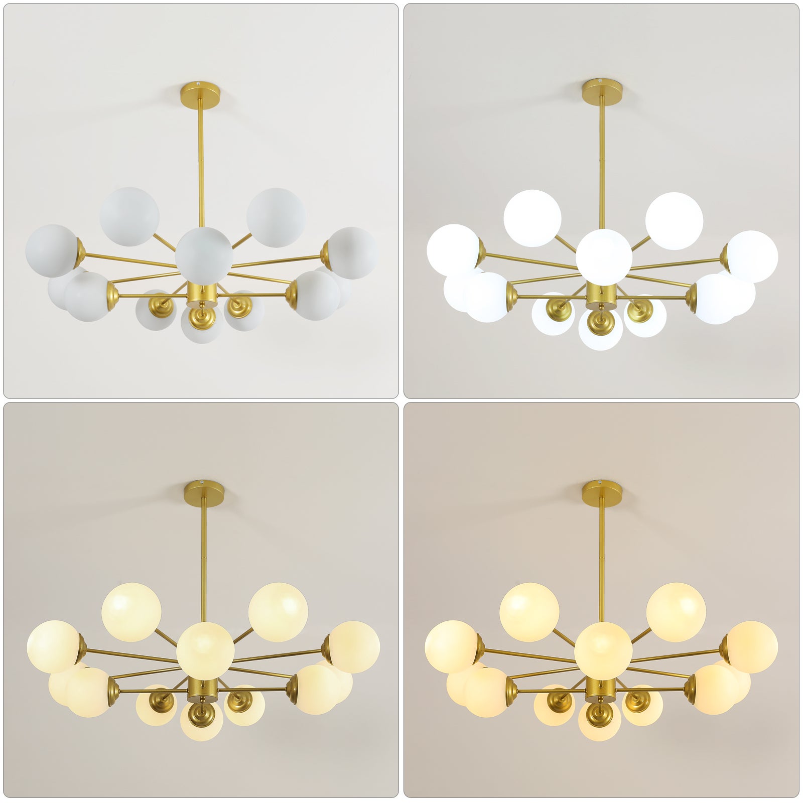 COMELY Lustre Sputnik Doré 12 Lumières E27 avec Globes en Verre, Plafonnier Design Moléculaire pour Salon Salle à Manger Chambre - 7