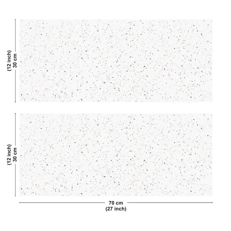 Crédence de salle de bain en Aluminium style terrazzo blanc 140x30 cm (en 2 bandeaux) - Bianco Terrazzo - 3