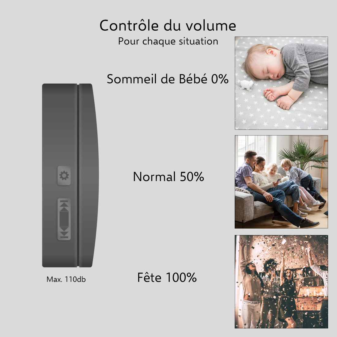 ELRO DB3000 Sonnette de Porte sans Fil - avec récepteur à Piles - Noir - 4