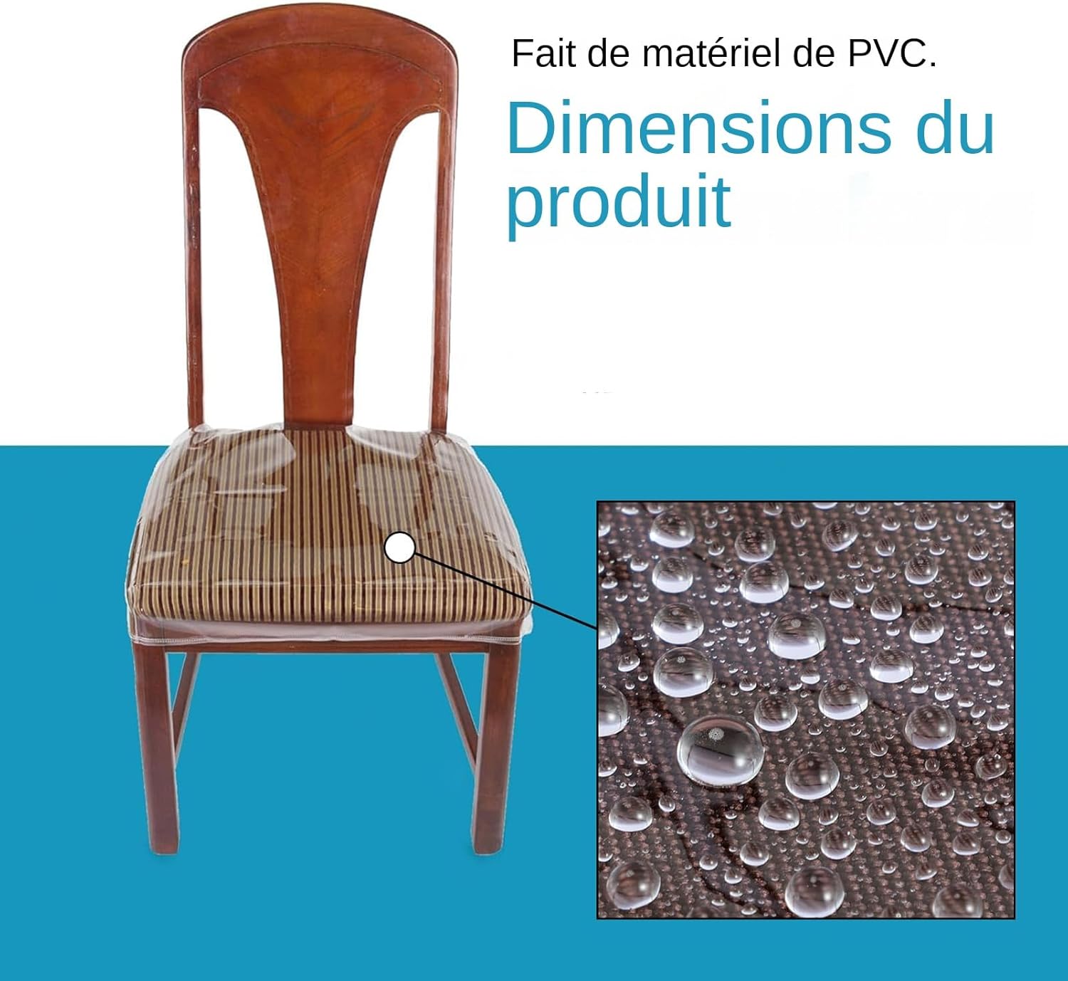 Uzitec Set di 6 fodere protettive in plastica trasparente per sedie da pranzo, per proteggere la sedia della cucina, in PVC resistente con lacci bianchi, rimovibili e riutilizzabili