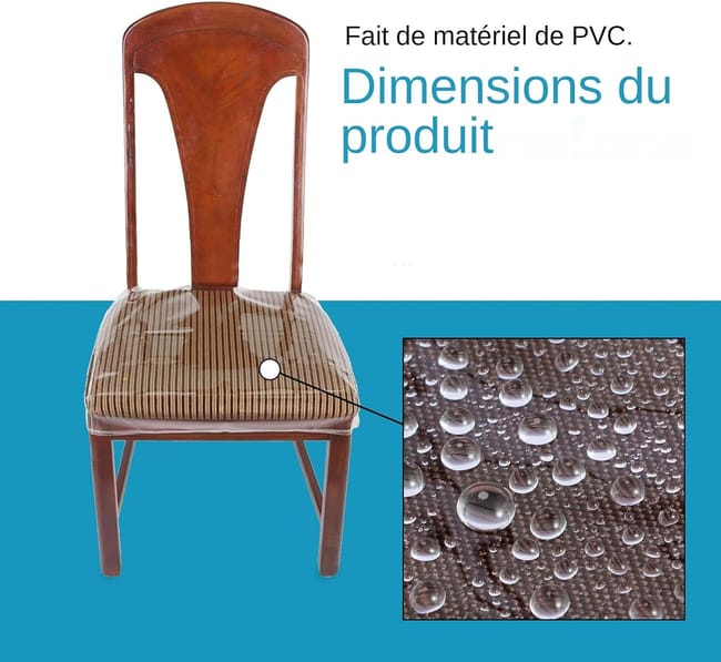 Uzitec Set di 6 fodere protettive in plastica trasparente per sedie da pranzo, per proteggere la sedia della cucina, in PVC resistente con lacci bianchi, rimovibili e riutilizzabili Uzitec Set di 6 fodere protettive in plastica trasparente per sedie da pranzo, per proteggere la sedia della cucina, in PVC resistente con lacci bianchi, rimovibili e riutilizzabili