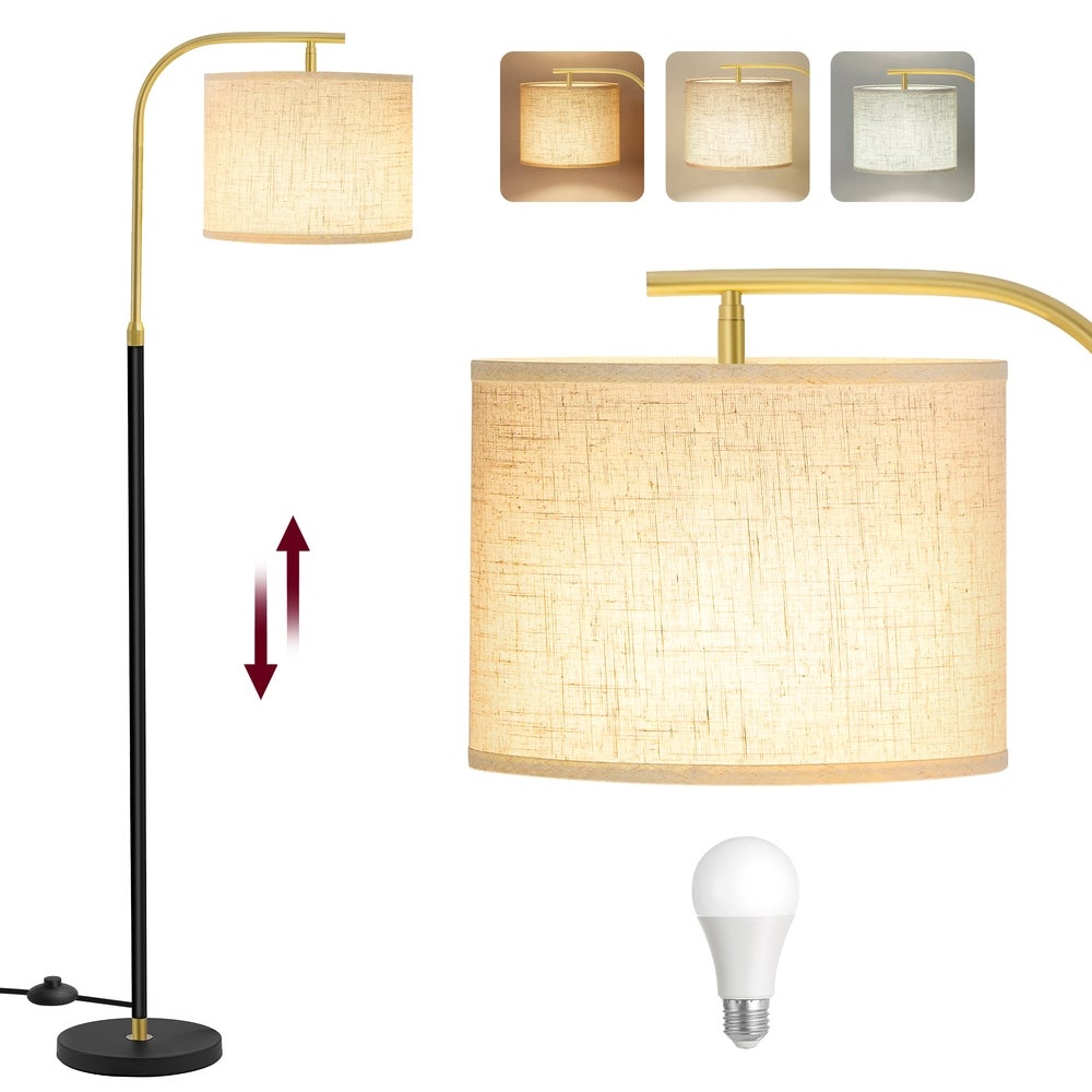 Vasagle Negro Lámpara De Pie De Arco, Lámpara De Lectura Regulable En Altura, 150-175 Cm De Altura, Moderna, Con Interruptor De Pedal, Pantalla De Tela, Casquillo E27, Mate - Imagen 3
