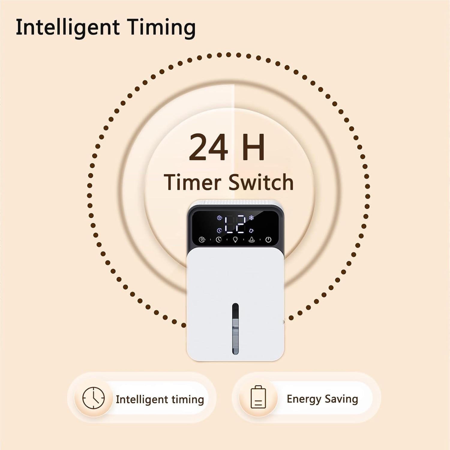 Cichy, przenośny osuszacz powietrza o pojemności 200 ml, 3 tryby pracy, inteligentny ekran dotykowy, 24-godzinny timer i 7-kolorowe oświetlenie LED - 3